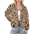 thumbnail image 1 of Jackets for Women Winter Coat Jackets Flannel Stand Collar Jacket(Giraffe Print,Size:S-4XL), 1 of 7