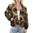 thumbnail image 1 of Jackets for Women Winter Coat Jackets Flannel Stand Collar Jacket(Golden Dragon Wall Art,Size:S-4XL), 1 of 7