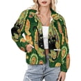 thumbnail image 1 of Jackets for Women Winter Coat Jackets Flannel Stand Collar Jacket(Green Paisley Fabric Black Cats Pattern,Size:S-4XL), 1 of 7