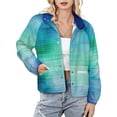 thumbnail image 1 of Jackets for Women Winter Coat Jackets Flannel Stand Collar Jacket(Green Turquoise Teal Blue Abstract Texture,Size:S-4XL), 1 of 7