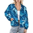 thumbnail image 1 of Jackets for Women Winter Coat Jackets Flannel Stand Collar Jacket(Hammerhead Shark Blue Art,Size:S-4XL), 1 of 7