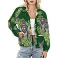 thumbnail image 1 of Jackets for Women Winter Coat Jackets Flannel Stand Collar Jacket(Jungle Gorilla Parrot Print,Size:S-4XL), 1 of 7