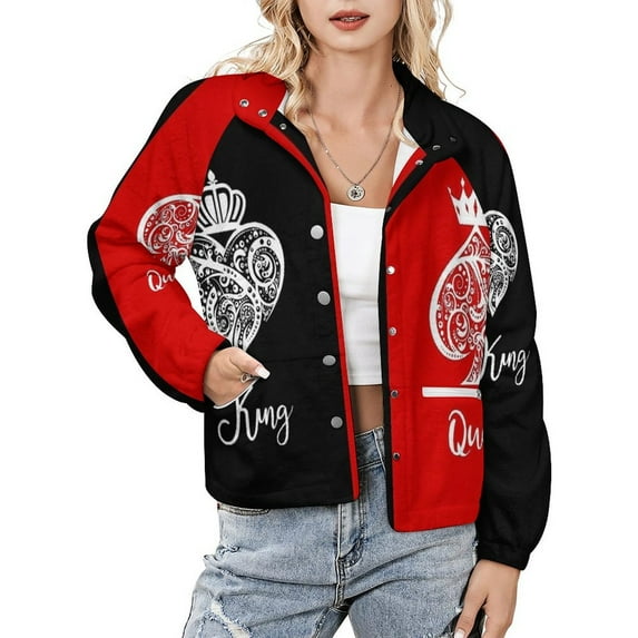 Jackets for Women Winter Coat Jackets Flannel Stand Collar Jacket(King And Queen,Size:S-4XL)
