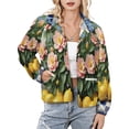 thumbnail image 1 of Jackets for Women Winter Coat Jackets Flannel Stand Collar Jacket(Lemons And Pink Flowers on Tiles,Size:S-4XL), 1 of 7
