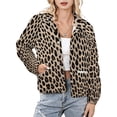 thumbnail image 1 of Jackets for Women Winter Coat Jackets Flannel Stand Collar Jacket(Leopard Print Pattern,Size:S-4XL), 1 of 7