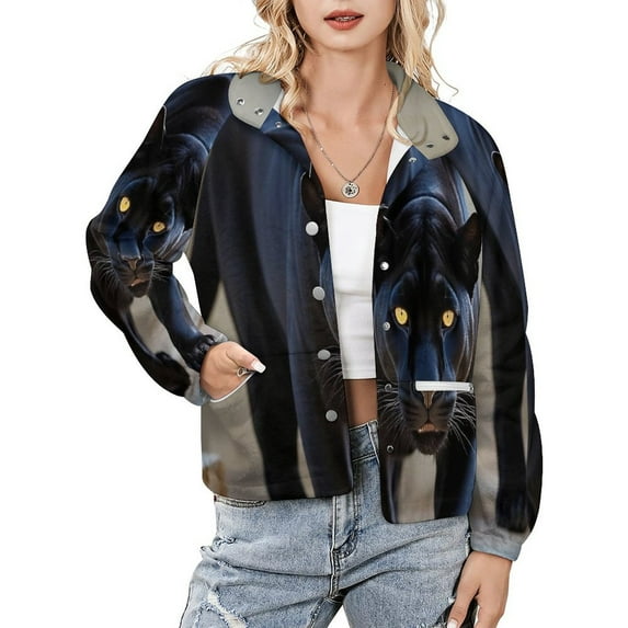 Jackets for Women Winter Coat Jackets Flannel Stand Collar Jacket(Leopard,Size:S-4XL)