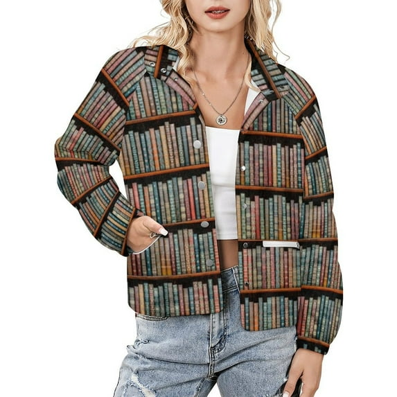 Jackets for Women Winter Coat Jackets Flannel Stand Collar Jacket(Library,Size:S-4XL)