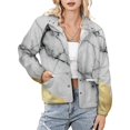 thumbnail image 1 of Jackets for Women Winter Coat Jackets Flannel Stand Collar Jacket(Marble Gold Foil Texture,Size:S-4XL), 1 of 7