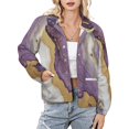 thumbnail image 1 of Jackets for Women Winter Coat Jackets Flannel Stand Collar Jacket(Marble Gold Vein Art,Size:S-4XL), 1 of 7