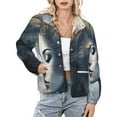 thumbnail image 1 of Jackets for Women Winter Coat Jackets Flannel Stand Collar Jacket(Modern Art Lady Portrait,Size:S-4XL), 1 of 7