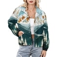thumbnail image 1 of Jackets for Women Winter Coat Jackets Flannel Stand Collar Jacket(Mountain Forest Landscape Art,Size:S-4XL), 1 of 7