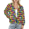 thumbnail image 1 of Jackets for Women Winter Coat Jackets Flannel Stand Collar Jacket(Multi Colored Pickleballs,Size:S-4XL), 1 of 7
