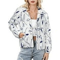 thumbnail image 1 of Jackets for Women Winter Coat Jackets Flannel Stand Collar Jacket(Navy Blue Floral Seamless Pattern,Size:S-4XL), 1 of 7