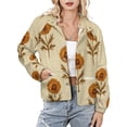 thumbnail image 1 of Jackets for Women Winter Coat Jackets Flannel Stand Collar Jacket(Orange Floral Vintage Wallpaper,Size:S-4XL), 1 of 7