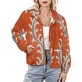 thumbnail image 1 of Jackets for Women Winter Coat Jackets Flannel Stand Collar Jacket(Orange Gray Floral Vine Pattern,Size:S-4XL), 1 of 7