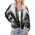 thumbnail image 1 of Jackets for Women Winter Coat Jackets Flannel Stand Collar Jacket(Palm Leaf Silhouette Art,Size:S-4XL), 1 of 7