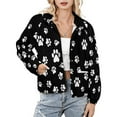 thumbnail image 1 of Jackets for Women Winter Coat Jackets Flannel Stand Collar Jacket(Paws Pattern,Size:S-4XL), 1 of 7
