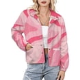 thumbnail image 1 of Jackets for Women Winter Coat Jackets Flannel Stand Collar Jacket(Pink Abstract Wavy Design Art,Size:S-4XL), 1 of 7