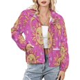 thumbnail image 1 of Jackets for Women Winter Coat Jackets Flannel Stand Collar Jacket(Pink Happy Sun Daisy Print,Size:S-4XL), 1 of 7