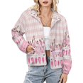 thumbnail image 1 of Jackets for Women Winter Coat Jackets Flannel Stand Collar Jacket(Pink Love Blooming Flower,Size:S-4XL), 1 of 7
