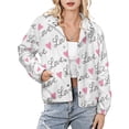 thumbnail image 1 of Jackets for Women Winter Coat Jackets Flannel Stand Collar Jacket(Pink Love Heart LOVE,Size:S-4XL), 1 of 7