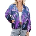 thumbnail image 1 of Jackets for Women Winter Coat Jackets Flannel Stand Collar Jacket(Purple Butterfly Scenery,Size:S-4XL), 1 of 7