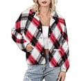 thumbnail image 1 of Jackets for Women Winter Coat Jackets Flannel Stand Collar Jacket(Red And Green Plaid Pattern,Size:S-4XL), 1 of 7