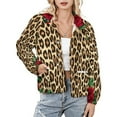 thumbnail image 1 of Jackets for Women Winter Coat Jackets Flannel Stand Collar Jacket(Roses Frame Leopard Print,Size:S-4XL), 1 of 7