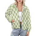 thumbnail image 1 of Jackets for Women Winter Coat Jackets Flannel Stand Collar Jacket(Sage Green Checkerboard Pattern Background,Size:S-4XL), 1 of 7