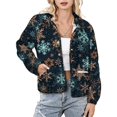 thumbnail image 1 of Jackets for Women Winter Coat Jackets Flannel Stand Collar Jacket(Set of Color Snowflakes Christmas,Size:S-4XL), 1 of 7