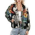 thumbnail image 1 of Jackets for Women Winter Coat Jackets Flannel Stand Collar Jacket(Skeleton with Flowers, Geometric Background Design,Size:S-4XL), 1 of 7