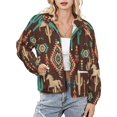 thumbnail image 1 of Jackets for Women Winter Coat Jackets Flannel Stand Collar Jacket(Southwest Horses Cacti Geometric Pattern,Size:S-4XL), 1 of 7