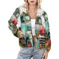 thumbnail image 1 of Jackets for Women Winter Coat Jackets Flannel Stand Collar Jacket(Spring Flower Truck Can ,Size:S-4XL), 1 of 7