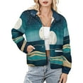 thumbnail image 1 of Jackets for Women Winter Coat Jackets Flannel Stand Collar Jacket(Starry Night Ocean Waves,Size:S-4XL), 1 of 7