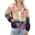 thumbnail image 1 of Jackets for Women Winter Coat Jackets Flannel Stand Collar Jacket(Sunset Forest Reflections,Size:S-4XL), 1 of 7