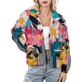 thumbnail image 1 of Jackets for Women Winter Coat Jackets Flannel Stand Collar Jacket(Tropical Floral Jungle,Size:S-4XL), 1 of 7