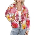 thumbnail image 1 of Jackets for Women Winter Coat Jackets Flannel Stand Collar Jacket(Tropical Flowers Fruits Sea Life,Size:S-4XL), 1 of 7