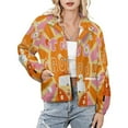 thumbnail image 1 of Jackets for Women Winter Coat Jackets Flannel Stand Collar Jacket(Two Groovy,Size:S-4XL), 1 of 7
