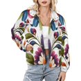 thumbnail image 1 of Jackets for Women Winter Coat Jackets Flannel Stand Collar Jacket(Vibrant Floral Symmetrical Design,Size:S-4XL), 1 of 7