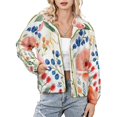 thumbnail image 1 of Jackets for Women Winter Coat Jackets Flannel Stand Collar Jacket(Watercolor Floral Summer Garden Blooms,Size:S-4XL), 1 of 7
