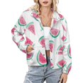 thumbnail image 1 of Jackets for Women Winter Coat Jackets Flannel Stand Collar Jacket(Watermelon Slices Summer Fun Print,Size:S-4XL), 1 of 7
