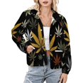 thumbnail image 1 of Jackets for Women Winter Coat Jackets Flannel Stand Collar Jacket(Weed Multicolored Black Background,Size:S-4XL), 1 of 7