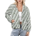 thumbnail image 1 of Jackets for Women Winter Coat Jackets Flannel Stand Collar Jacket(White Fabric Green Stripes Texture,Size:S-4XL), 1 of 7