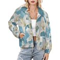thumbnail image 1 of Jackets for Women Winter Coat Jackets Flannel Stand Collar Jacket(White Lily Floral Print,Size:S-4XL), 1 of 7