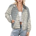 thumbnail image 1 of Jackets for Women Winter Coat Jackets Flannel Stand Collar Jacket(White Vinatge Brick Wall Pattern,Size:S-4XL), 1 of 7