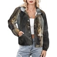 thumbnail image 1 of Jackets for Women Winter Coat Jackets Flannel Stand Collar Jacket(Wolf in Winter Forest,Size:S-4XL), 1 of 7