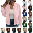 thumbnail image 1 of Jackets for Women, Women's Fleece Jacket Long Sleeve Comfort Color Casual Loose Coat, Zip Up Jackets for Women, 1 of 5