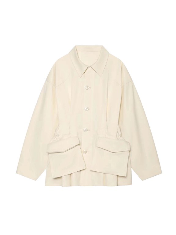 Jackets for Women, Women’s Pleated Jacket, Button Down Oversized Lapel Collar Coat