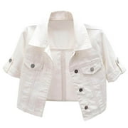 WHLBF Jackets for Women,Womens Short Sleeve Versatile Short Sleeved Denim Jacket Thin Shawl Top