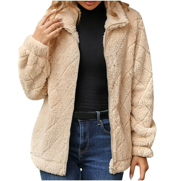 Jackets for Women Zippered Cardigan Hooded Sweater Coat Long Sleeved Hooded Casual Coat